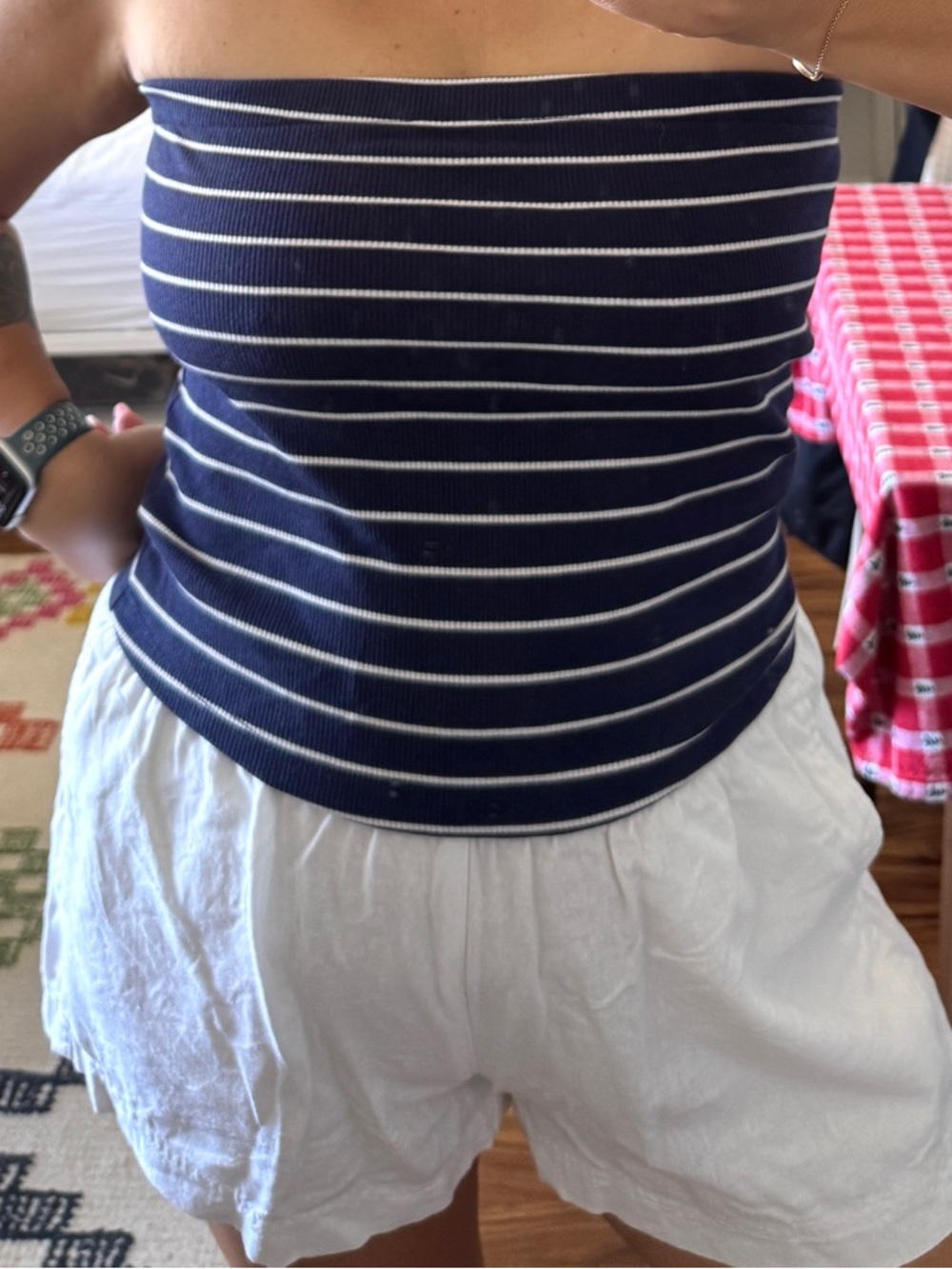 a new day Navy and White Striped Strapless Tube Top Size M Coastal Minimalist